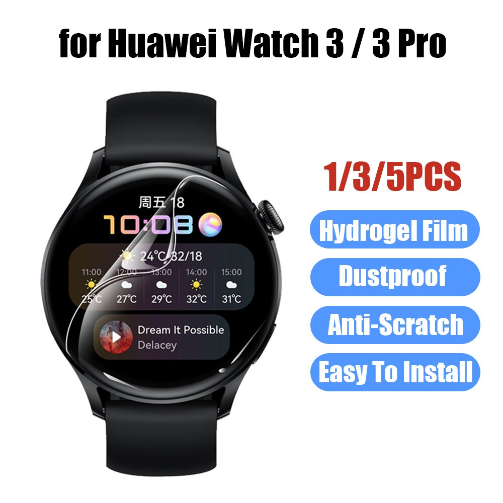 1/3/5Pcs Hydrogel Film Voor Huawei Horloge 3 /3 Pro Screen Protector Watch3 3Pro Bubble gratis Anti-Kras Stofdicht Eenvoudig Te Installeren