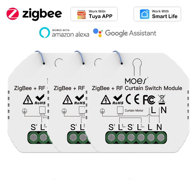 5 stück tuya zigbee  rf433 smart-vorhangschaltermodul, motorisierter rollladenmotor, 2 mqtt-kompatibel mit alexa und google home