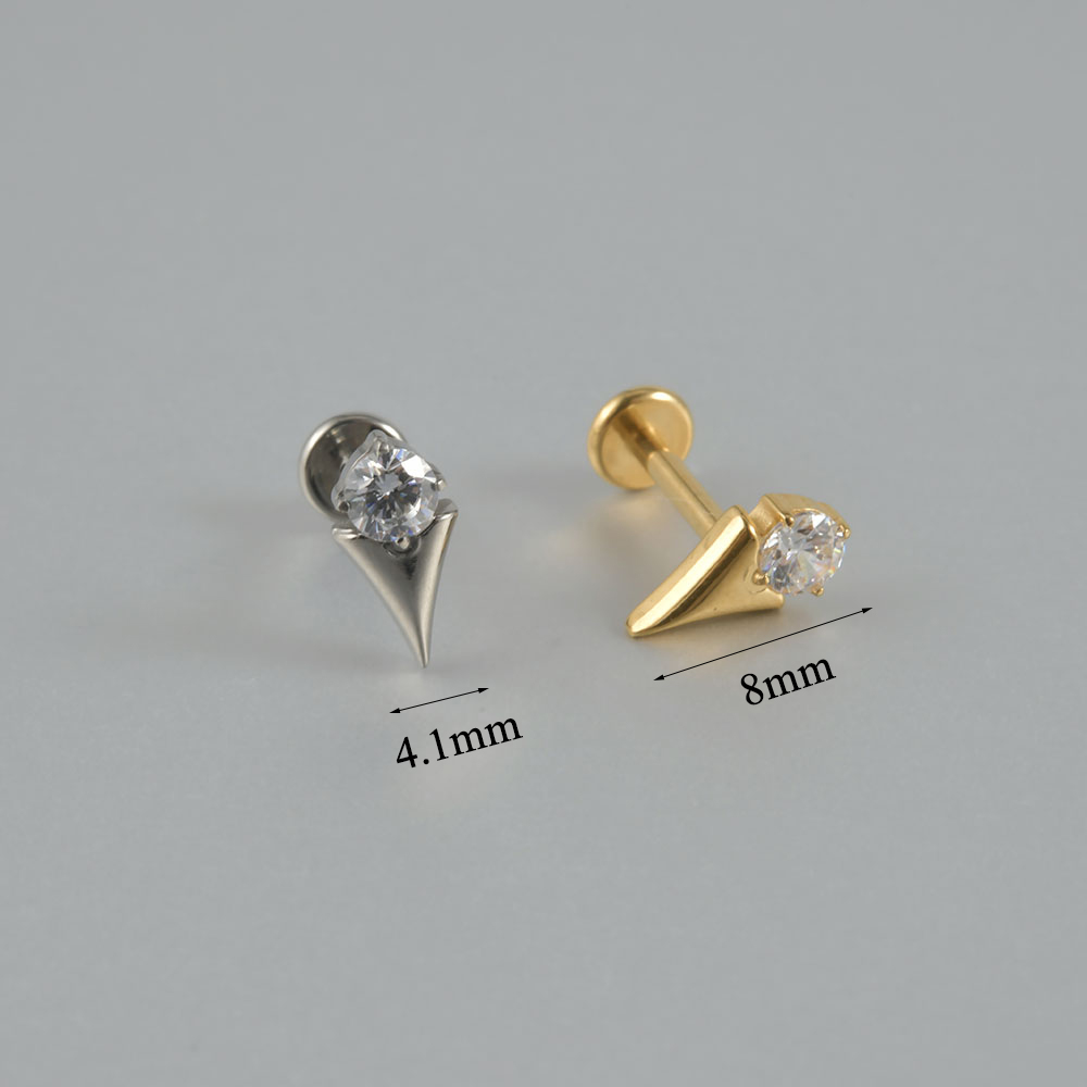 Piercing Labret Titane Argenté - Croix - Tige 1.2 Mm - Pour Lèvre Ou Oreille - Neuf Avec étiquette
