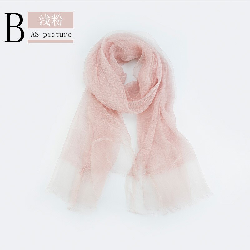Luxe Solid Real 100% Zijde Zomer Rimpel Sjaal Vrouwen Shawl Lange Soft Wrap: 5