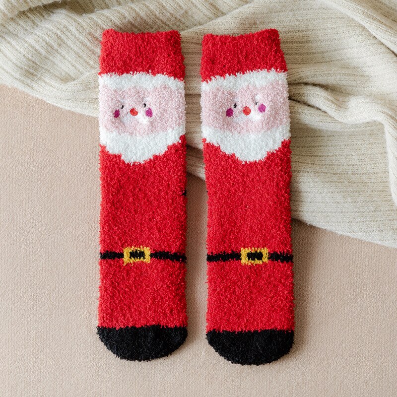 Winter thick warm ladies warm socks kawaii Christmas cartoon cow duck cat socks printing funny women year socks: 6