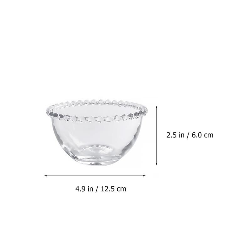 1pc glazen kommen parelrand chique groentesaladekom fruitschaal transparante opbergkom: Maat l