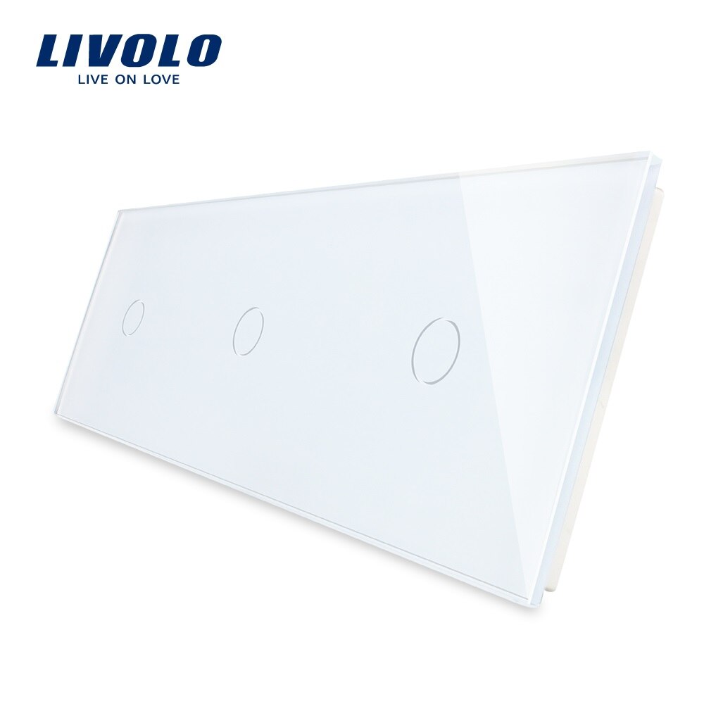 Livolo Luxe White Pearl Crystal Glass,222Mm * 80Mm, Eu Standaard, Triple Glas Panel,VL-C7-C1/C1/C1-11