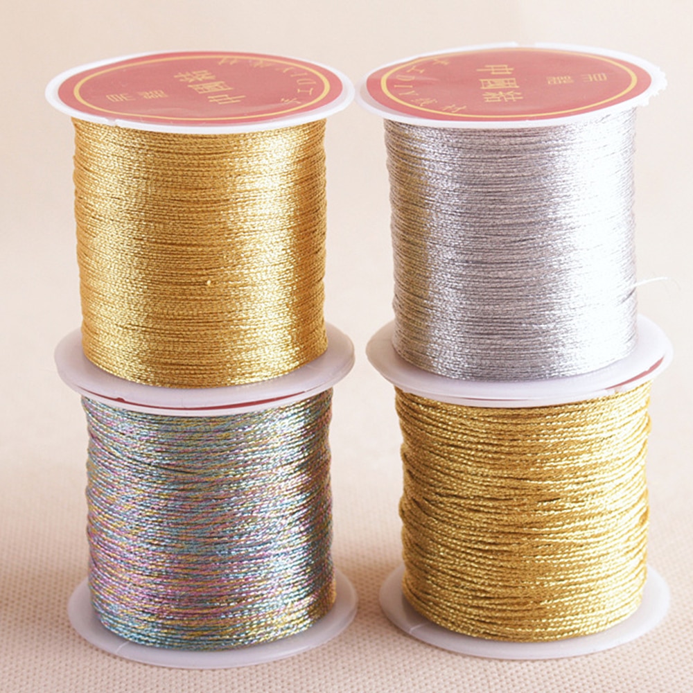 Gold Silver Color 100m/roll Durable Overlocking Sewing Machine Threads Polyester Cross Stitch Strong Threads for Sewing Supplies
