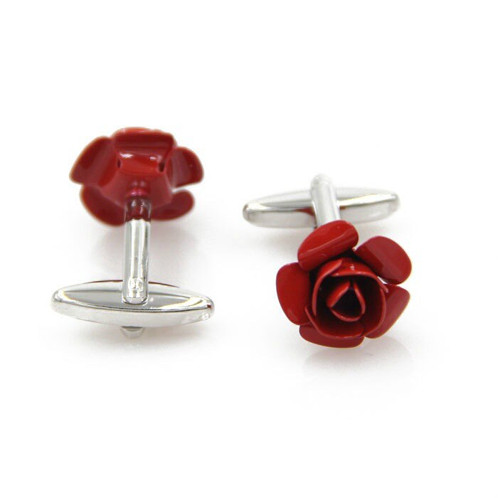 Gemelos de buena con rosa roja a la para gemelos de novedad, para el Día de San Valentín, joyería de lujo