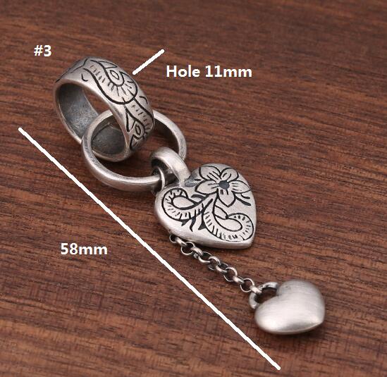 Breloque en forme de cœur en argent Sterling 100% 925, petit pendentif en forme de Lotus bohème, bijoux à faire soi-même, en argent pur 925: Style 3