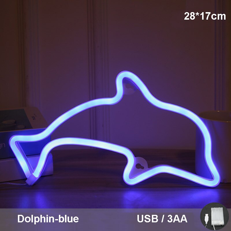 Neon Sign Behang Computer Kamer Muur Display Opknoping Sfeer Verlichting Tekenen Slaapkamer Werkruimte Desktop Decoratie Lampen: dolphin