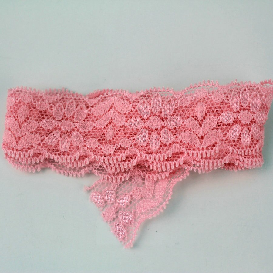 1'' 25mm elastic embroidered lace ribbon stretch lace trimmings DIY headband fabric 20 yards: pink