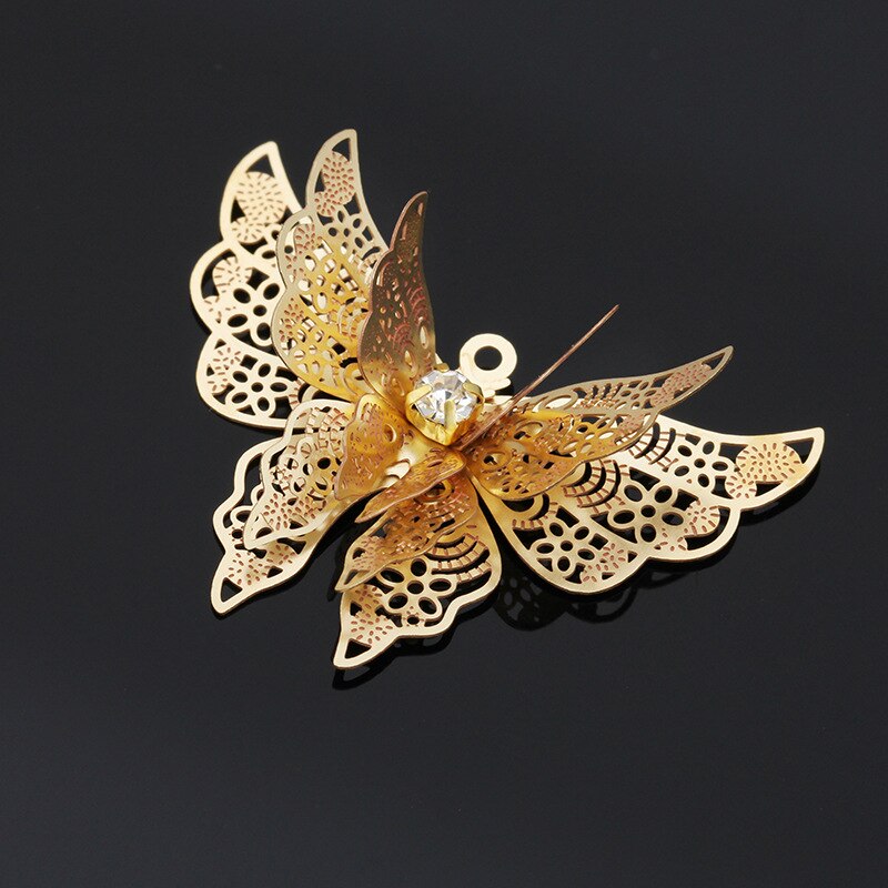 BoYuTe 10Pcs 25*35MM Metal Brass Filigree Butterfly Pendant Charms for Jewelry Making Accessories