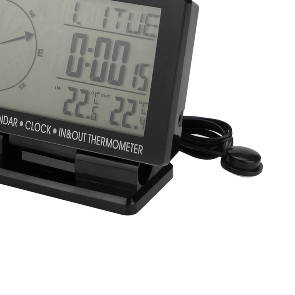 Car Digital Compass 4.6'' LCD Display Blue LED Backlight Clock In/Out Temperature Calendar Time Date