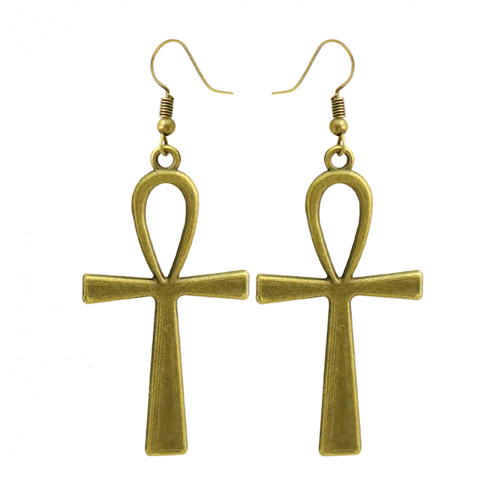 10x5cm Vintage Egyptian Life Big Ankh Cross Pendant Long Chain Necklace Jewelry Men and Women Accessories: RED-BROWN