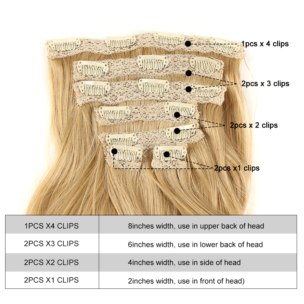 Noble Lange Synthetische Haar Clip In Hair Extension Hittebestendige Haar Ombre Body Wave Clip In Haar
