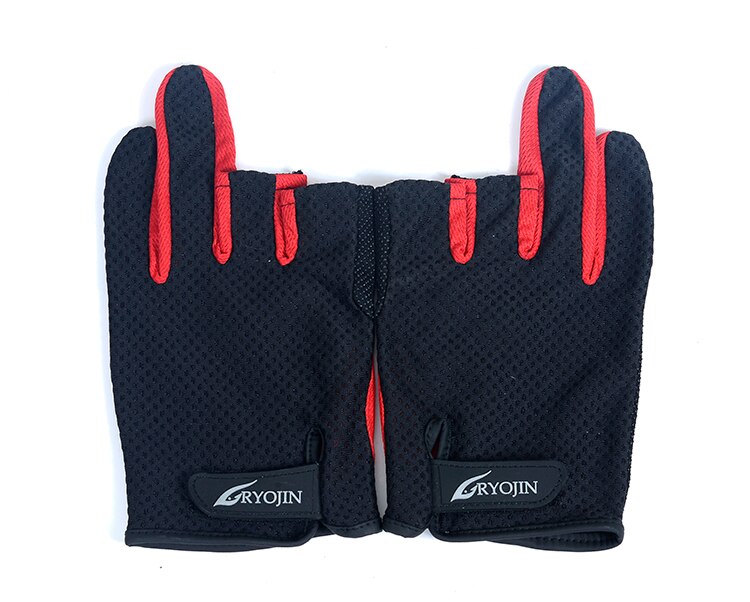 Autentici guanti da pesca UV traspiranti antiscivolo traspiranti con protezione solare estiva a tre dita RYOJIN: Rosso / M