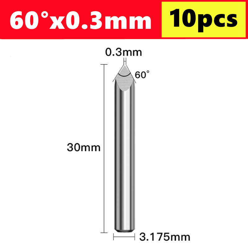 10 Uds broca de grabado CNC brocas de grabado piramidal de 3 bordes vástago de 3.175mm 20-90D fresa de extremo de carburo fresa de broca enrutadora CNC: 8,5 mm
