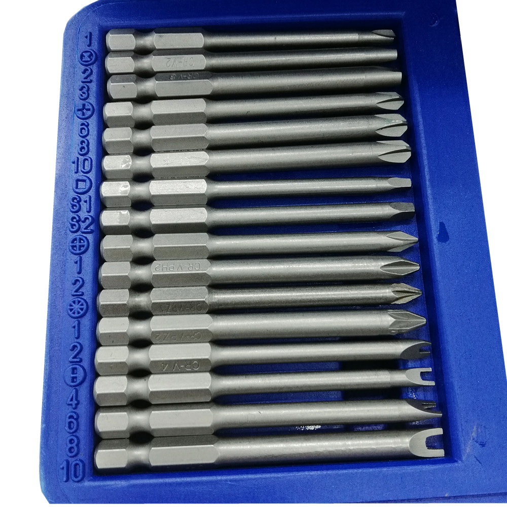 SPIFFYER 50PC Extra Long Bit Set 75mm Long Cr-V Quick Release Screwdriver Bit Holder Security Bit Set Torx Hex Pozidrive Bit