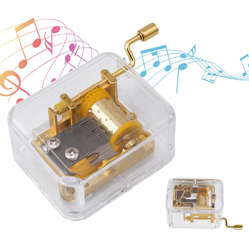 Acrylic Hand Crank Metal Movement Music Box Kids Toy Xmas Birthday