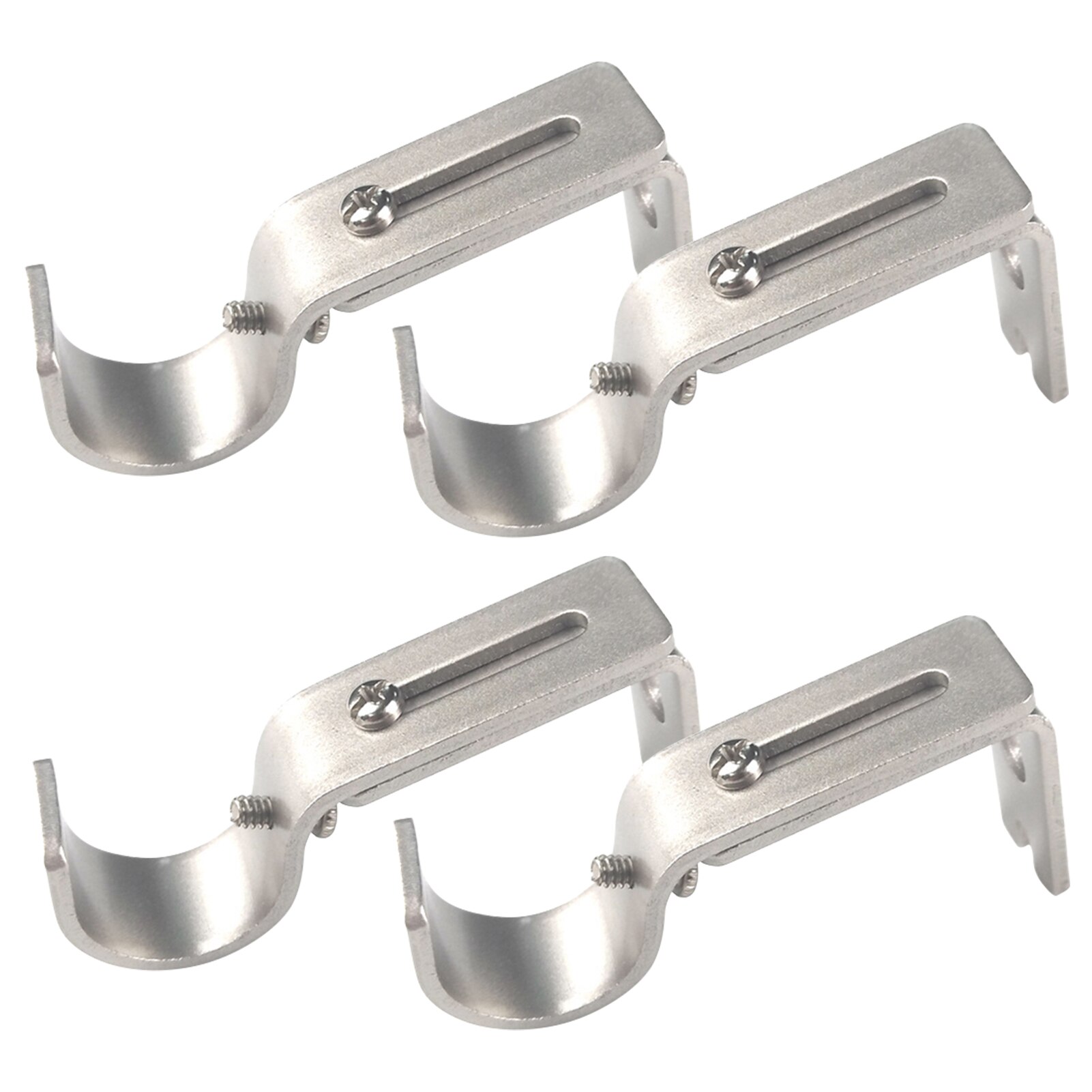 With Screws Curtain Rod Bracket Home Window Frame Bedroom Wall Mounted Living Room Adjustable Length Hardware Heavy Duty Support: 4pcs / Silver