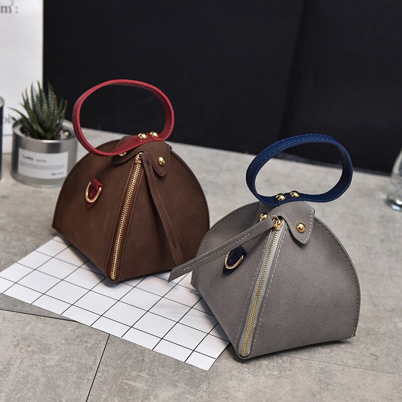 PACGOTH Trendy PU Lederen Scrub Effen Driehoek Zongzi Polsbandjes Mini Koppelingen Tote Schouder & Crossbody Tassen 1 Stuk