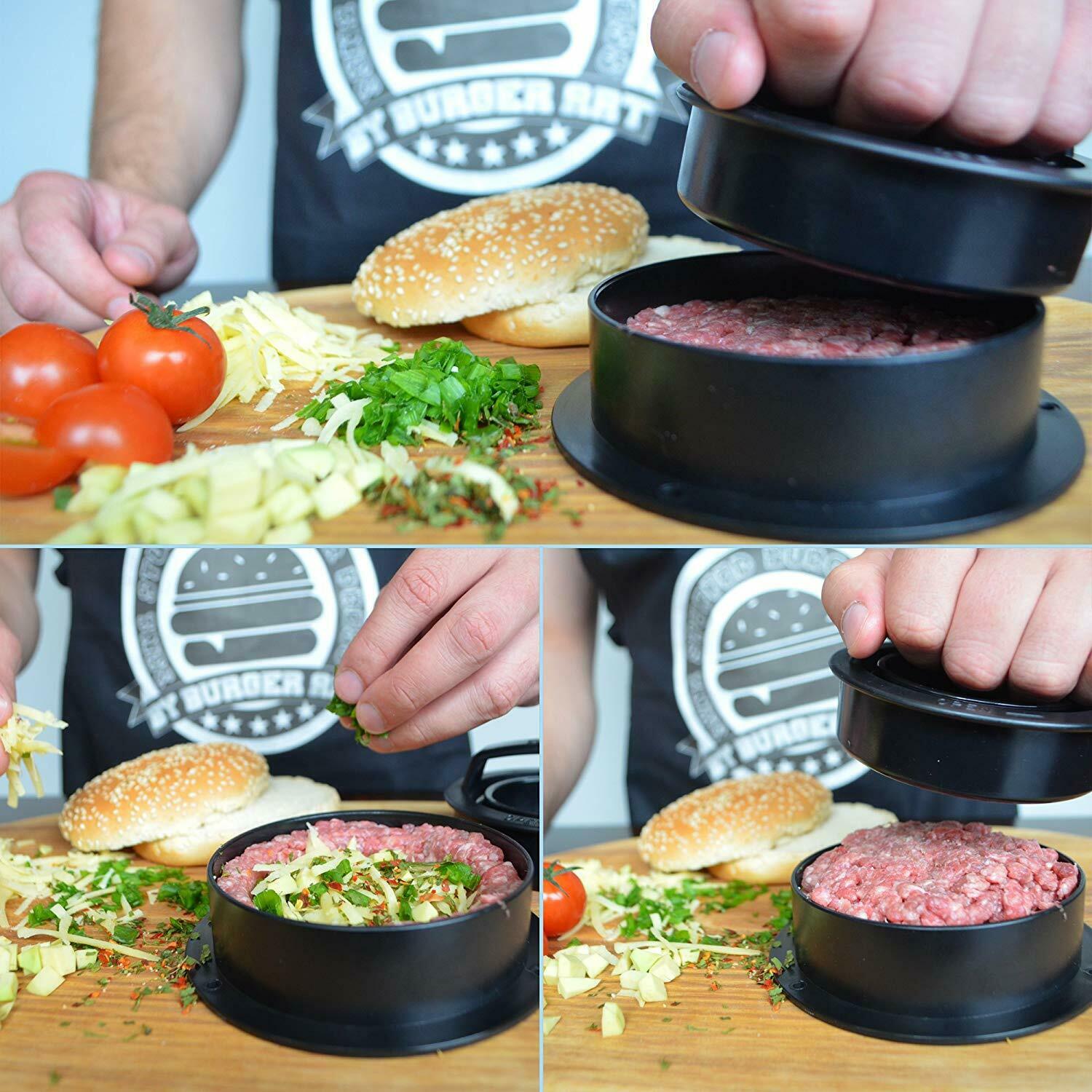 3-in-1 Stuffed Burger Press Hamburger Patty Maker sliders non stick Tools AX Burger Making Tool