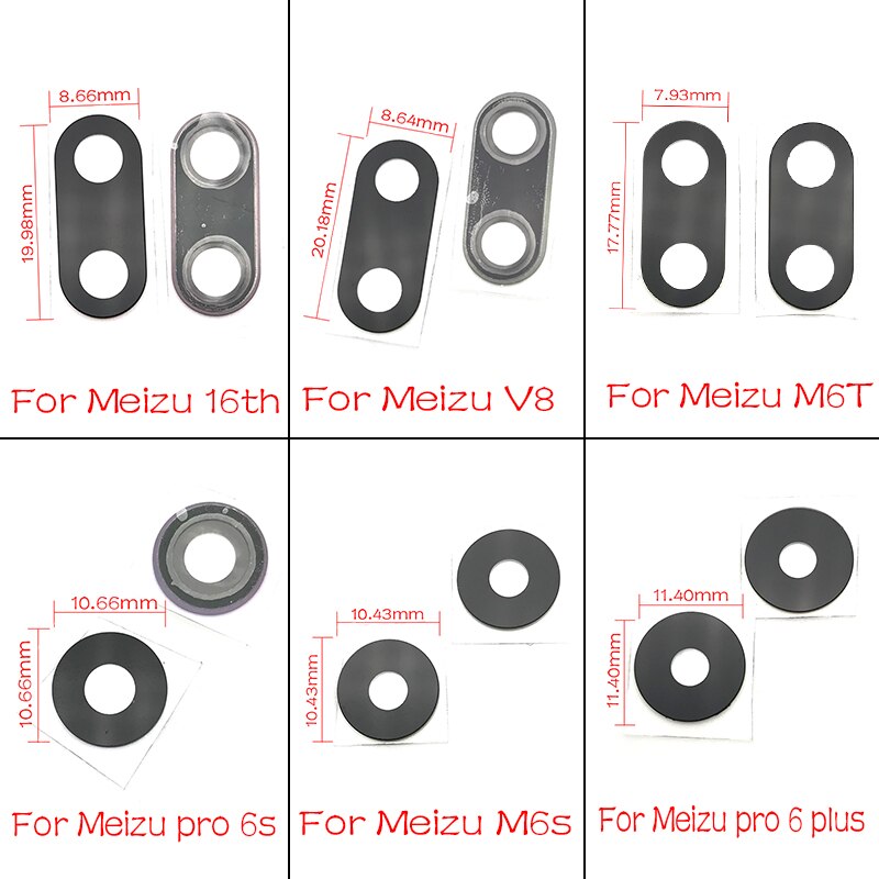 Glass Lens For MEIZU M5 M6 NOTE 5.5 M5s M6 6S 16th M6T Note 8 V8 Rear Camera Lens Back Camera Glass Lens with Adhesive Sticker