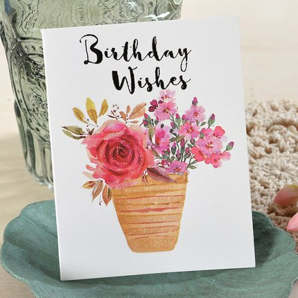 Birthday greetings card mini valentine's day message thank you small CARDS Pink girls CARDS flowers lipstick flamingos: style 1