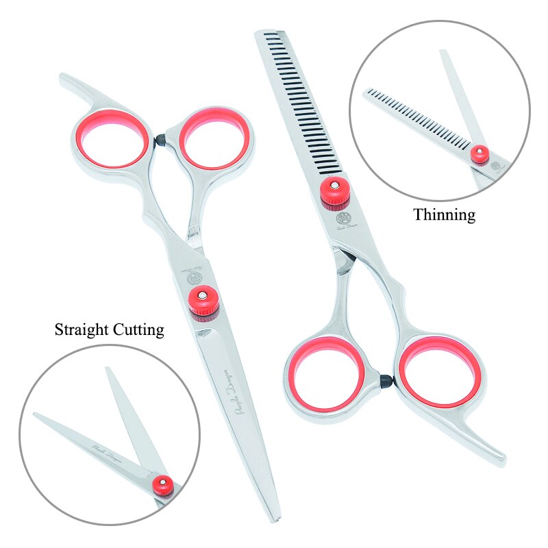 Purple Dragon 6.0" Dog Grooming Scissors Stainless Steel Pets Straight Curved Scissors Thinning Shears Dogs Hair Clippers B0001B