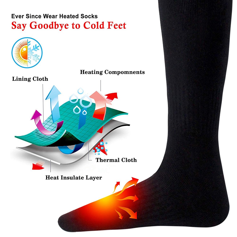 Uk elektriske termiske opvarmede sokker batteri vinter varme fødder fodvarmer xmas opvarmede sokker vinter varme sokker ski camping sok
