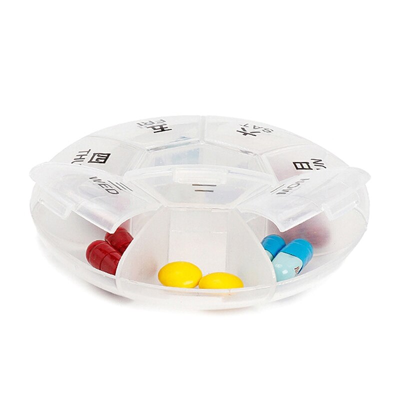 Bærbar 7 dage ugentlig pille arrangør tablet pille opbevaring boks plast medicin boks splittere sundhedspleje værktøj: Rødbrun