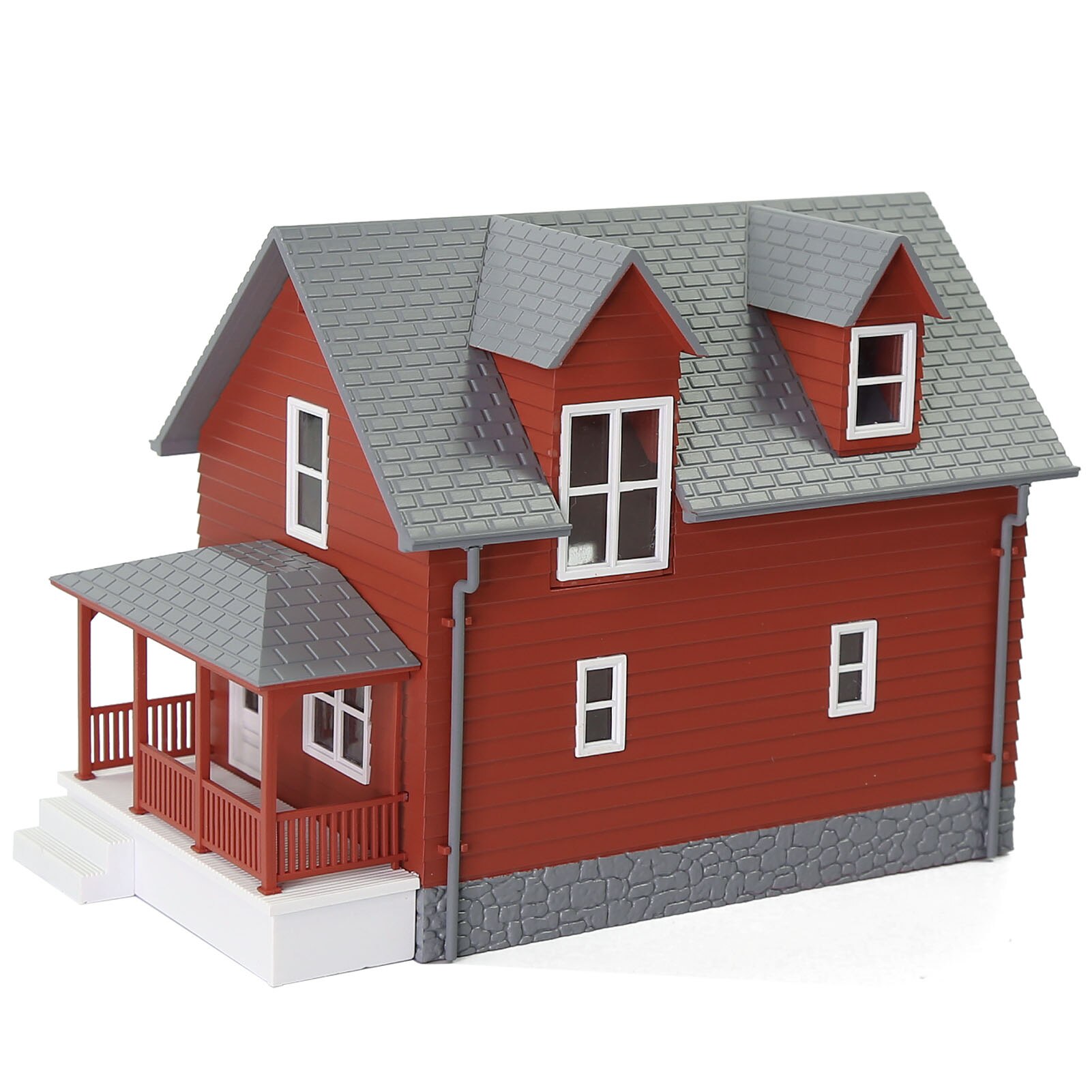 One Set N Scale 1:160 Model House Assembled Model Architectural Building Layout JZN01: Red