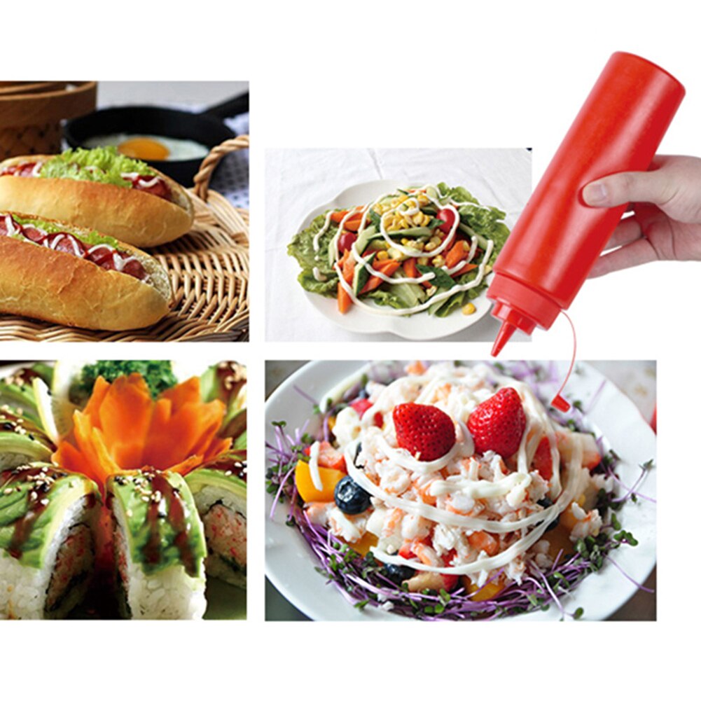 Praktisk kökspressflaska frukt sylt krydda sås vinäger ketchup dispenser olivolja dispenser flaskor kök pryl