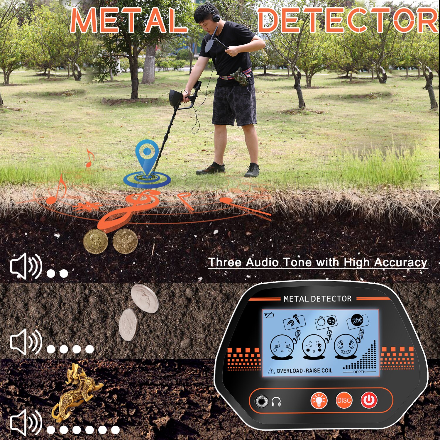 MD830 Portable Installation facile détecteur de métaux souterrain haute sensibilité bijoux trésor or métal détection outil trouveur