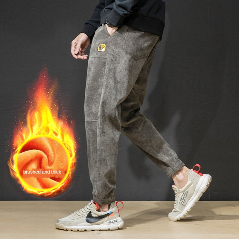 Automne et hiver chaussures de sport pour hommes pantalons décontractés pantalons en vrac mince jambe sarouel velours côtelé neuf pieds pantalons pour hommes