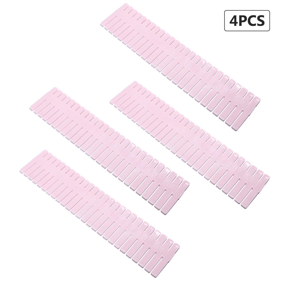 4PCS Adjustable Wardrobe Drawer Divider Storage Clapboard For Ties Sock Bra Underwear Organizer Cabinet Storage Dividers: Pink 4PCS