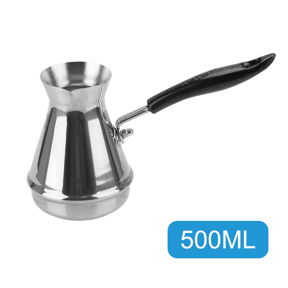 Café turco olla de acero inoxidable utensilios para café Europea mango largo maceta Moka derretir mantequilla olla cocina herramientas: 500ML