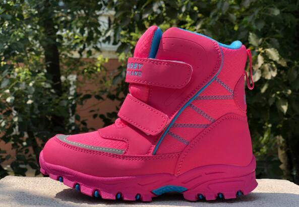 boys and girls snow boots Natural wool waterproof non-slip warm size 30 to 35 wallvell: rose Red / 31