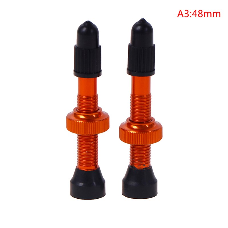 1 Paar Fiets Mountain 48/60Mm Valve Voor Road Tubeless Velg Legering Of Messing Stem Messing Kern W/ Cap & Tool: A3
