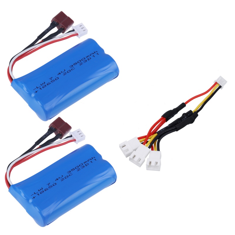 Verbesserter 7,4 V 3500 mAh 2S Li-Ionen-Akku, T-Stecker und Ladegerät für SCY-16101PRO SCY-16102PRO SCY-16103PRO SCY-16201PRO R/C-Autoteile: Black