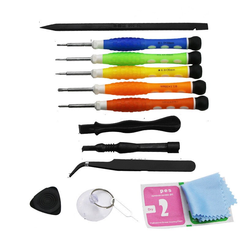 14-in-1 Mobile Phone Repair Tools Kit Mobile Tablets PC Phone Disassemble Kit for Screwdriver Crowbar Tweezers Suction Cup Wipes: Default Title