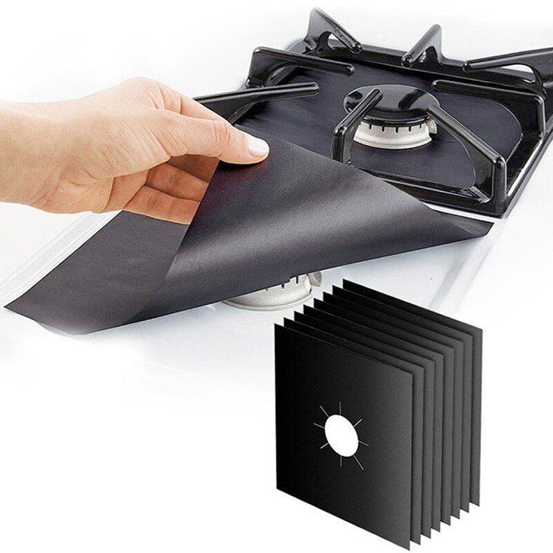 4Pcs Gasfornuis Protectors Herbruikbare Kookplaat Brander Covers Ove Mat Reinigingskussentje Bescherming Pad Voor Gasfornuis Keuken Accessoires