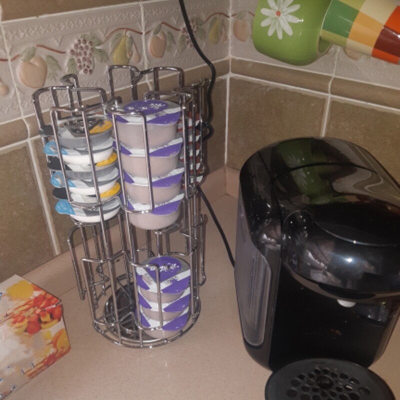 Simple Style Rotating Capsule Coffee Pods Holder Storage Rack for 64 Tassimo Capsules