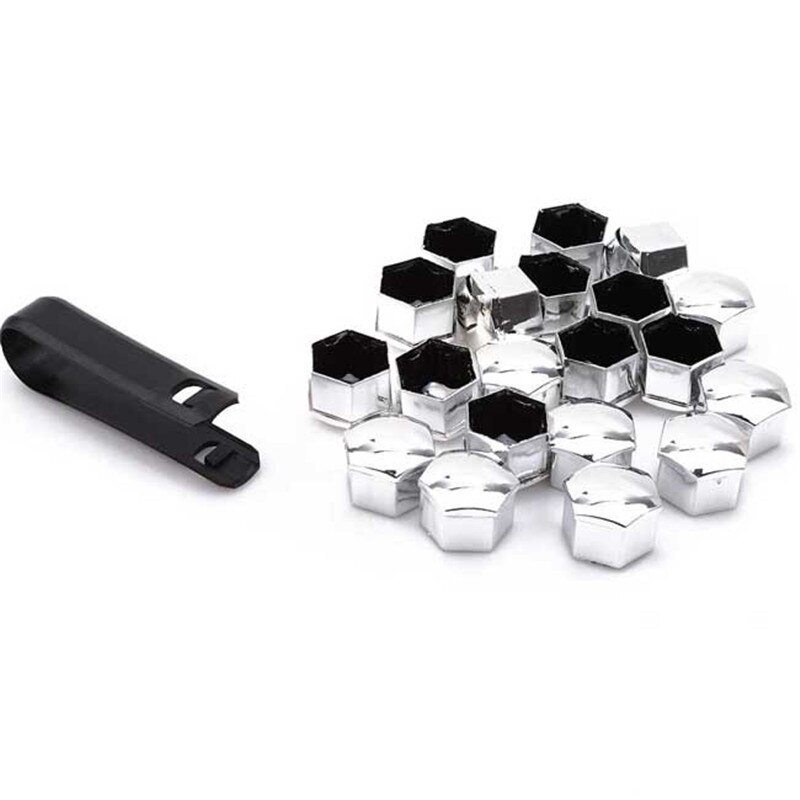17mm dæk biler køretøjer dæk hjul dæk skruehætte dekorative dæk hjul møtrik skrue bolt bil styling støvtæt beskytter: Sølv