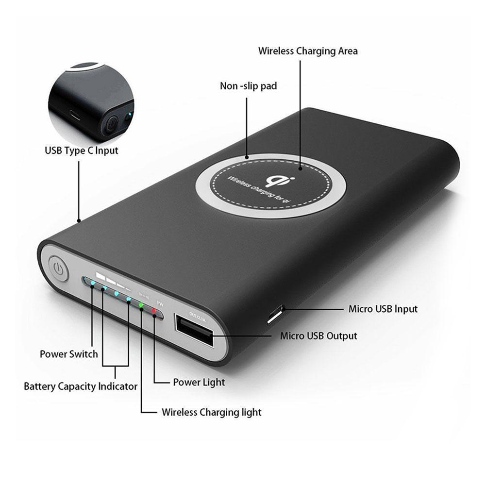 Cargador inalámbrico para teléfono, cargador portátil con USB Dual, funda para batería, K0M8