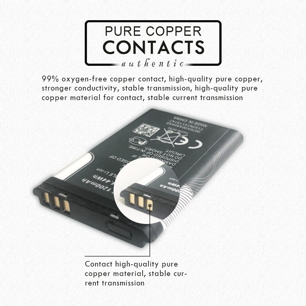 3PCS 1200mAh Battery BL-5C BL5C BL 5C Li-ion Lithium Batteries For Nokia 2280 2300 2600 2610 3100 3105 3120 Replacement cell