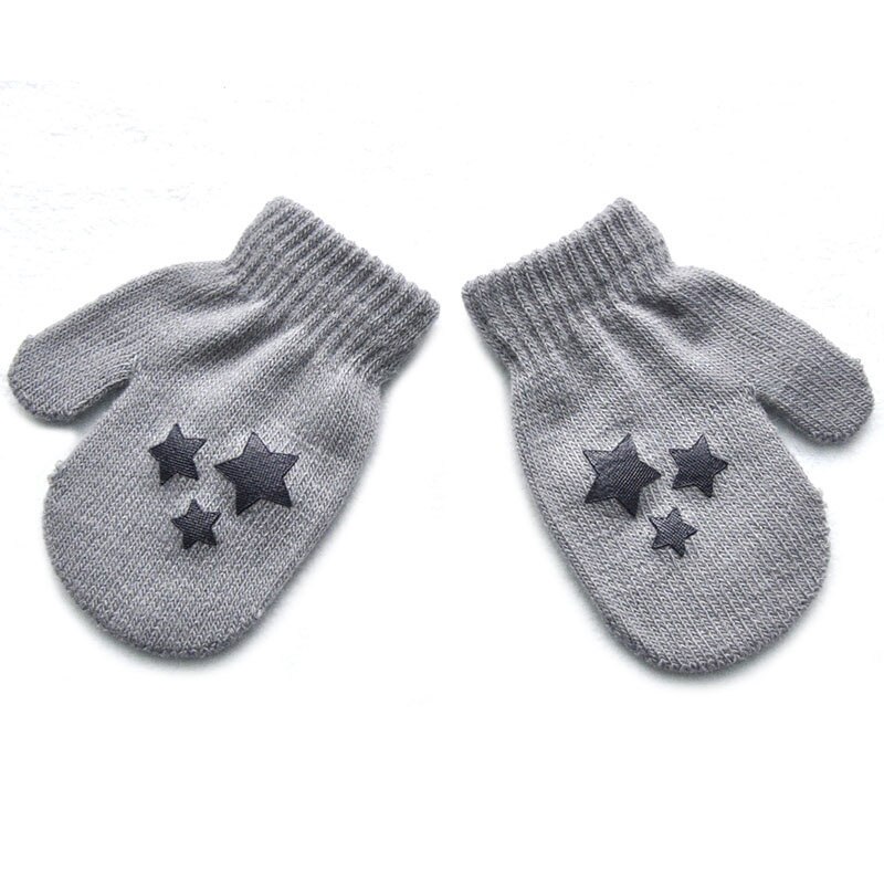 Mitaines pour bébé, tricotées, pour bébé, hiver, doux et , pour bébé garçon et fille: Grey star