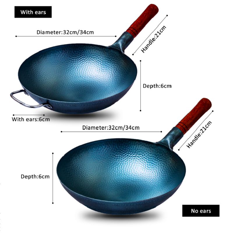 Handgemaakte Ijzeren Wok Non-stick Wok Gietijzeren Pot Afneembare Houten Handvat Keuken Huishoudelijke Kookpot Kookgerei Gasfornuis