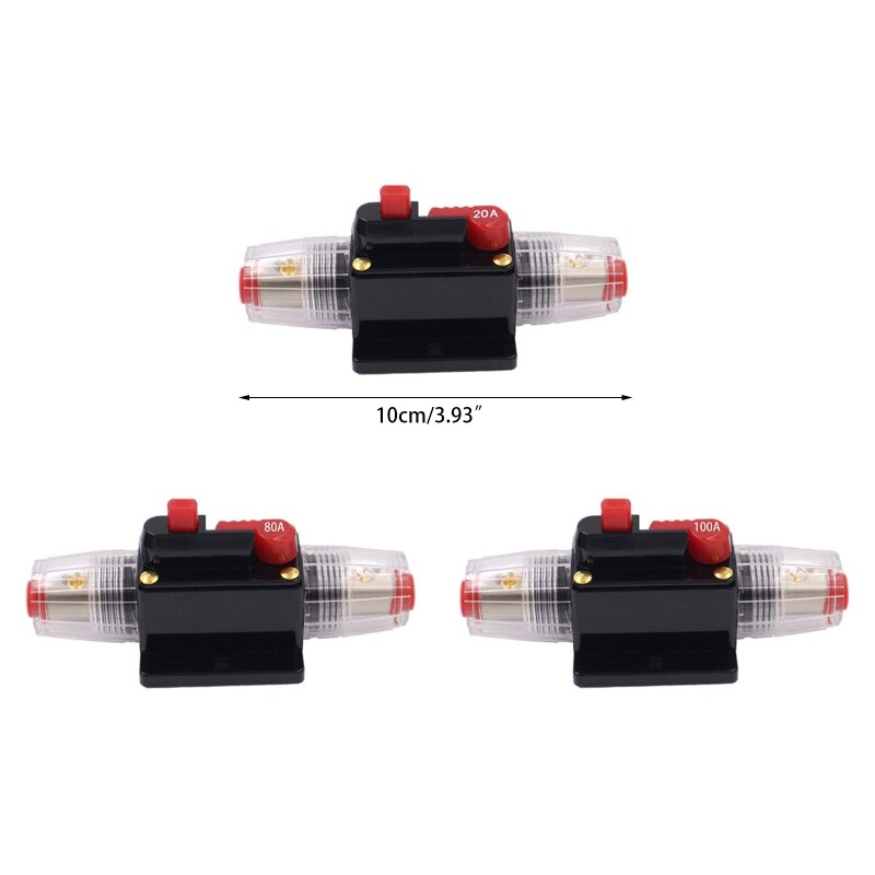 Car Circuit Breaker Self-recovery 20A 80A 100A Auto Fuse Holder Power Insurance 12V 48V Overload Protection