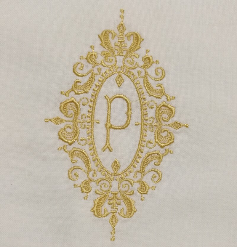 Sæt  of 12 glimrende monogram servietter hvide sømme linned bord servietter 20 " x20 " stige broderet første te serviet: Guldbogstav s