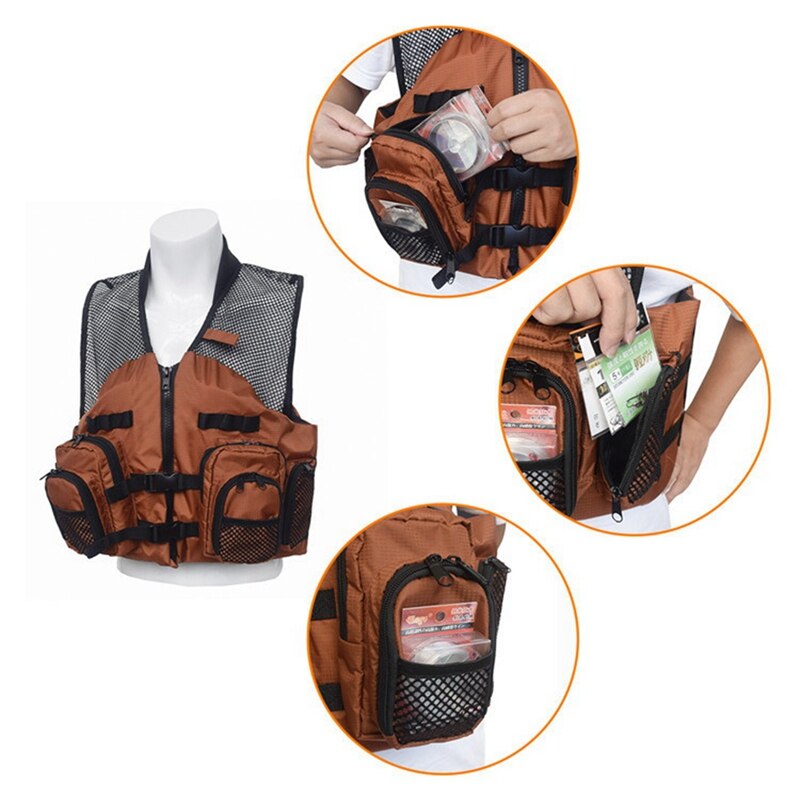 Suitable Fly Fishing Vest Outdoor Trout Packs Mesh Fishing Vest Tackle Bag Jacket Clothes Survive Floatable Vest