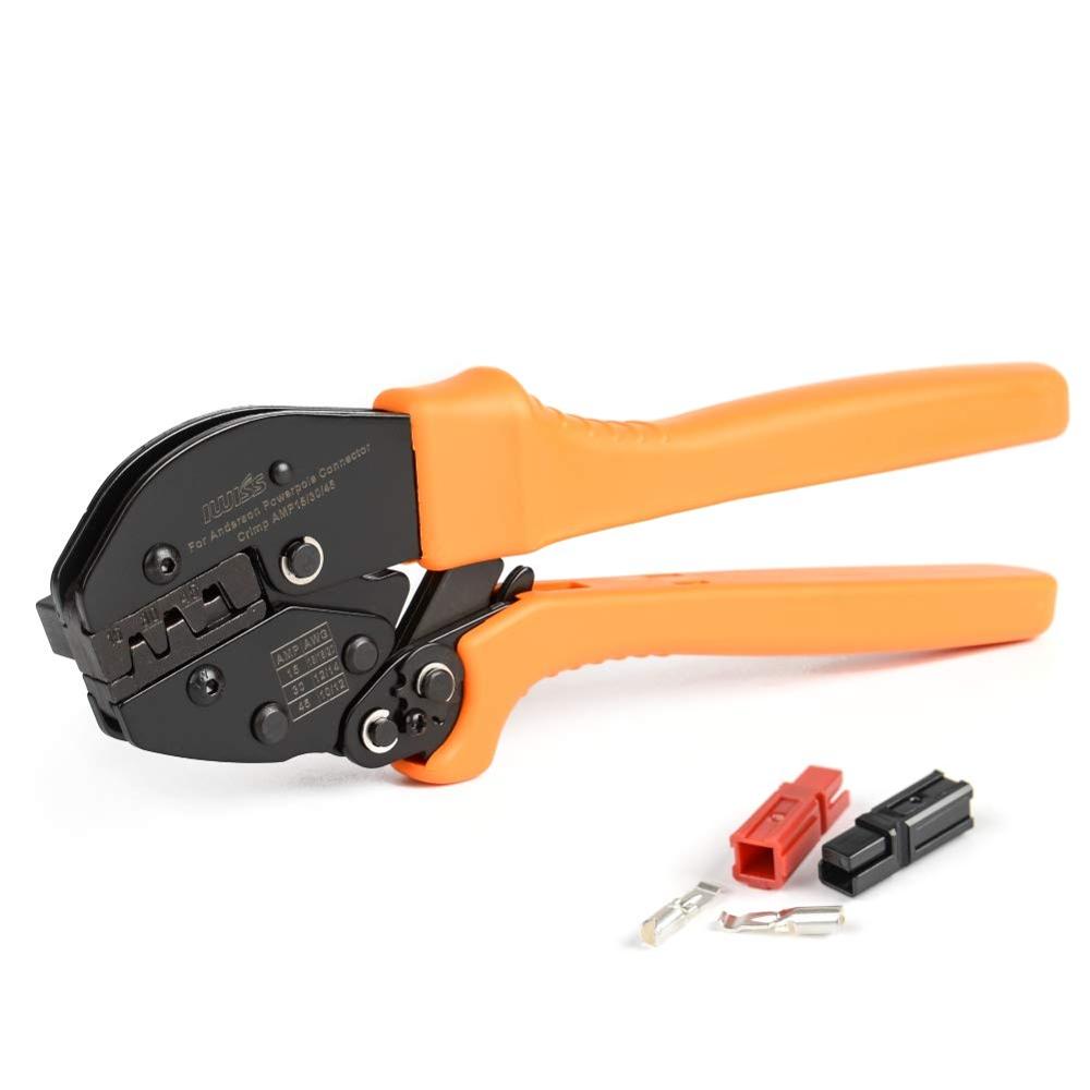 Ap -11 iwiss krymptång ratcheting wire crimper verktyg för anderson amp 15, 30 och 45 kabelkontakter awg 20-10