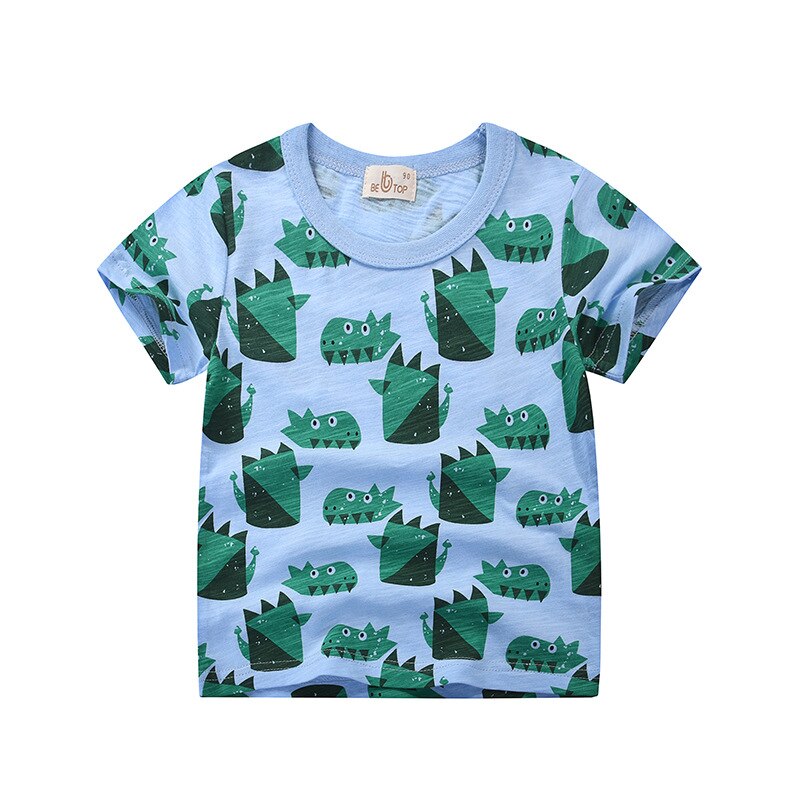 Novo 2020 verão crianças meninos t camisa bonito dinossauro dos desenhos animados imprimir manga curta o-pescoço camisetas de algodão topos moda crianças camiseta: Style 1 / 18M